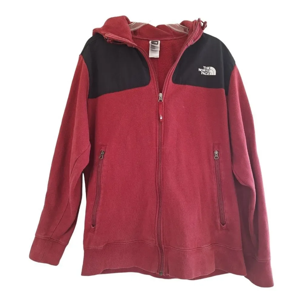 THE NORTH FACE Full Zip Hoodie L Red Maroon Mens Large